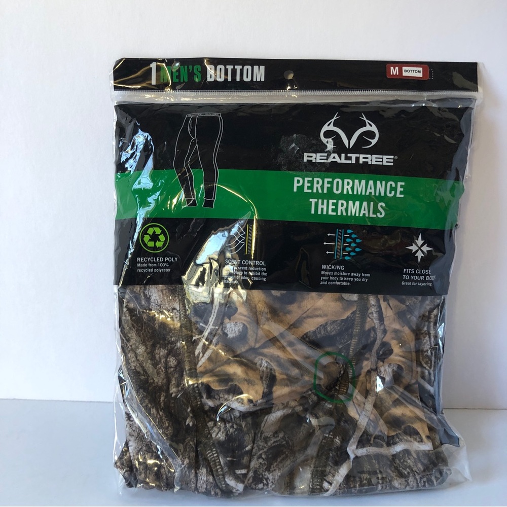 Mens Realtree Thermal Performance Thermal Bottoms Medium